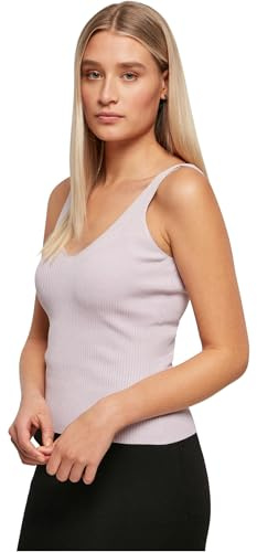 Urban Classics Damen Ladies Rib Knit Top T-Shirt, softlilac, L