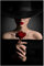 Yooyu Tableaux Decoratifs Muraux Affiches et impressions mur Art toile peinture photos femme avec des lèvres rouges et des roses pour salon décor à la maison 70x90cm (28x35in) sans cadre