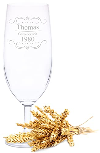 GRAVURZEILE Leonardo Bierglas mit Gravur - Biergenießer - Geschenk für Biergenießer - Ideal als Vatertagsgeschenk - 360ml - Biertulpe Pilsglas Weizenglas - Geburtstagsgeschenk für Männer