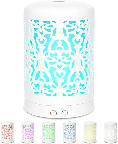Ultraleiser Aroma Diffuser-automatisch schließen Diffuser ätherische öle Auto Off Sicherheitsschalter Licht (Damask Pattern 1, Plastic)
