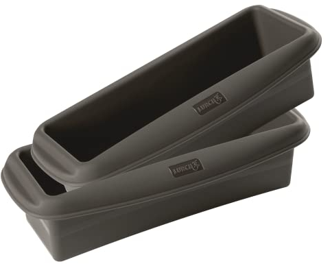 Lurch 585038 FlexiForm Kastenform 2er Set / 2 Brotbackformen aus 100% BPA-freiem Platin-Silikon, Innenmaß 20 x 6 cm, Schwarz