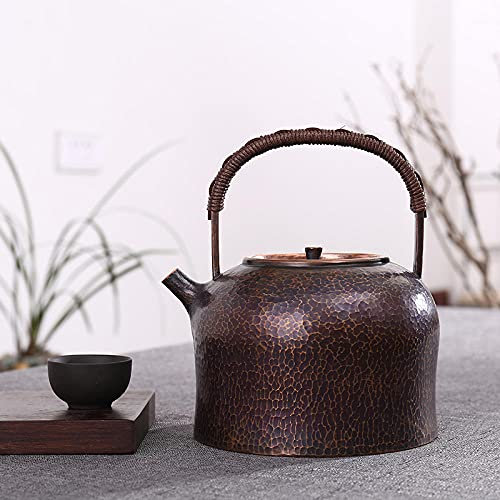 Japanese-Style Mirrored Copper Pot Handmade Teapot One Copper Skin and One Pot Hammered Kettle Electric Ceramic Stove Office Coffee Pot Outdoor Kettle-Hammer