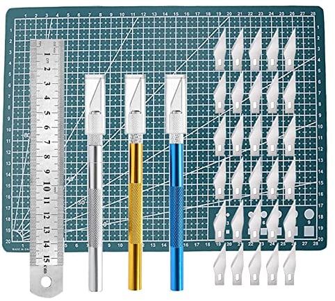 3 Stück Cutter für DIY Art Work Cutting, Skalpell mit 30 Ersatzklingen, Bastelmesser Cuttermesser Hobbymesser Schnitzmesser Caving, Skulptur, Fensterfolie, Lackschutzfolien