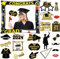 LMSHOWOWO Schwarz Gold Graduation Deko 2025, Abschlussfeier Aufblasbarer Fotorahmen und 21 Stück Abschluss Foto Requisiten, Graduation Party Fotorequisiten, Fotobox Accessoires für Abschluss Deko