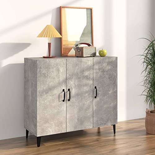 WIFESE Sideboard Betongrau Holzwerkstoff Sideboard Wohnzimmer Sideboard Grau Sideboard KüChe Sideboard Holz Industrial MöBel Sideboard Schlafzimmer Sideboard Schmal Sideboard Flur 90x34x80 cm
