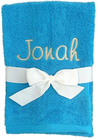 KIDDI-MEDIA Handtuch mit personalisierter Bestickung wie z.B. Name / 100x50cm – in Premium Qualität | 500 g/m² | 100% Baumwolle Frottier (50 x 100 cm, Türkis)