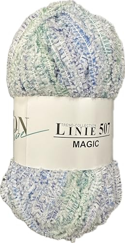 Chenillewolle bunt Kuschelwolle zum Häkeln und Stricken | Flauschgarn Online Linie 507 Magic | Wolle für Babydecke, 100g Nadelstärke 6-7 mm (105)