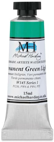 Michael Harding Professional Watercolors - 15ml Tubes (Permanent Green Light)