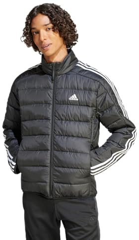 adidas Uomo Essentials 3-Stripes Light Down Jacket, Black, XXL