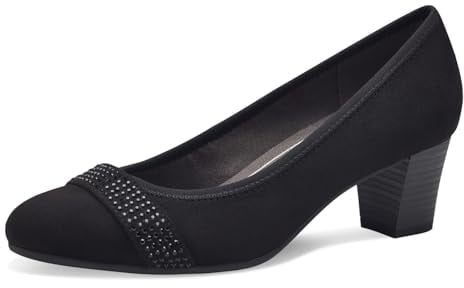 Jana Damen Pumps mit Glitzerdetails Vegan, Schwarz (Black), 39 EU