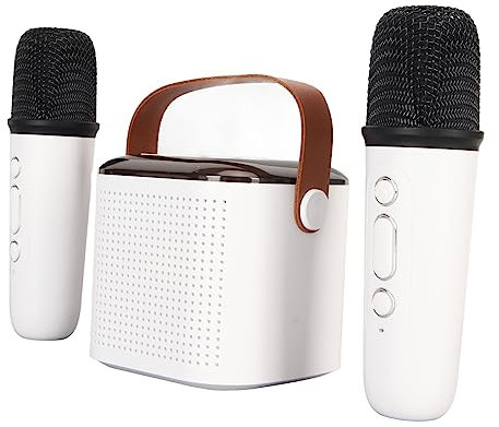 Mini Altavoz Portátil para Máquina de Karaoke con 2 Micrófonos Inalámbricos, Estéreo Potente para Fiestas en Casa, Efecto de Luz RGB, Fácil de Conectar, Exquisito y a la Moda