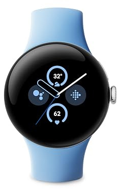 Google Pixel Watch 2 con il meglio di Fitbit Heart Rate Tracking, gestione dello stress, funzioni di sicurezza - Smartwatch Android - Cassa in alluminio argento lucido - Bay Active Band - LTE
