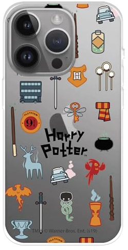 Hülle Kompatibel mit iPhone 15 Pro MAX Offizielle Harry Potter Ikonen zum Schutz Ihres Handys,Transparente Flexible Silikon Hülle mit Offizieller Harry Potter Lizenz