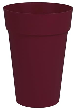 EDA - Pot de Fleur Vase Haut Toscane Ø 46 cm - Volume 67 L - Ø 46 x H.65 cm - Rouge Bourgogne