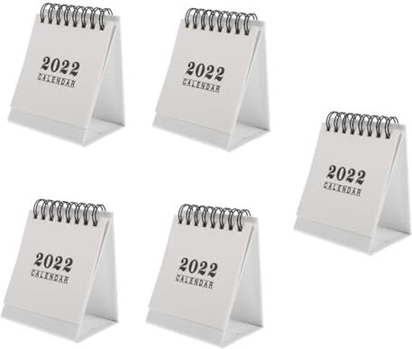 Lurrose 5 Stück 2022 Tischkalender 2022 Spulenkalender 2022 2022-2023 Monatsplaner Tischkalender 2021-2022 Täglicher Tischkalender Lustiger Kalender Mini Kind Zeitplan Weiß Papier Spiral-