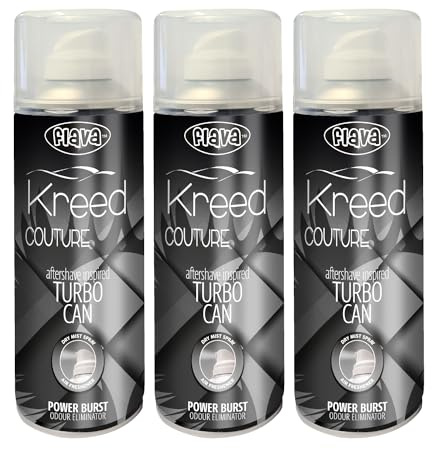 Kreed Couture Turbo Car Air Freshener Spray – Powerful, Strong & Long Lasting Odour Eliminating Fresh Uplifting Scent – Interior Freshener & Essential Car Accessories for Men and Women – 400ml, 3 Pack