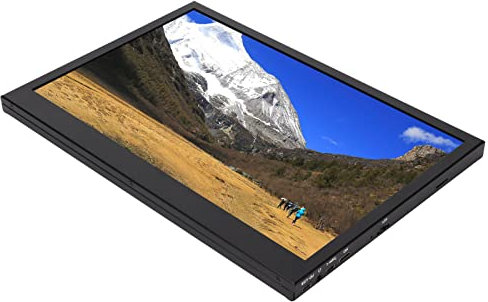 ASHATA Moniteur 13 Pouces, DC 5V 2A 16:9 1440x900 IPS HD Screen Gaming Monitor pour PC Portables Téléphone et Console de Jeu, avec, Port USB PD, Port 3,5 Mm et Type C