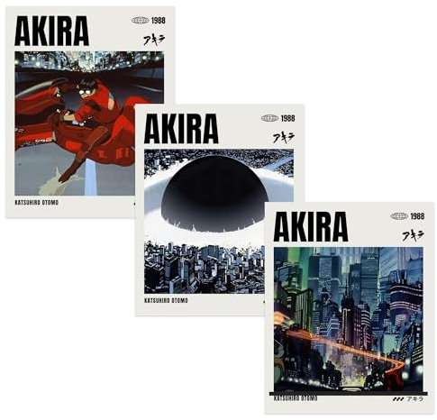 Ouroboros Art & Design Akira – Japanische Manga – Anime-Filmposter und Wandkunst-Bild – Druck-Dekor – 3 Stück – 20,3 x 25,4 cm, ungerahmt