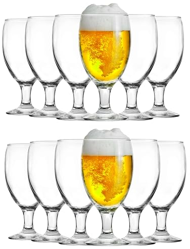 KIAPPO Pokal Biergläser Set 590 ml - 12 Stück Gläser für Bier - Beer Glass - Bierbecher - Wassergläser - Trinkgläser - Sektgläser - Hochwertige Qualität für Zuhause