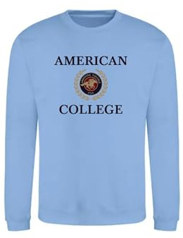 AMERICAN COLLEGE USA Tröja tröja med tryck varma kläder unisex barn pojkar och flickor casual modell ACSCRW7 himmelsblå 12 år, turkos, 12 �r