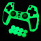 HLRAO Peau de contrôleur PS5 Verte Qui Brille dans Le Noir, Housse de Protection en Silicone cloutée et épaisse, poignées compatibles avec la Manette PS5 avec 10 Capuchons de poignées
