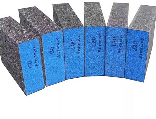 6 Pack Sanding Blocks Wet and Dry Dual-use,Sanding Sponges Coarse and Fine - 60/80/100/120/180/220 Grits 6 Different Specifications, Washable and Reusable, Ideal for Wood Metal Wall Polishing