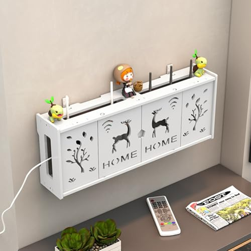 Onxyrbyte WLAN-Router Aufbewahrungsbox,Router Schachtel,Router Aufbewahrungsbox,WiFi-Rack Wanddekoration,Router Box,KüHlung Und BelüFtung,Leicht Zu Reinigen,FüR DräHte,Router,Tv Set Top Boxen