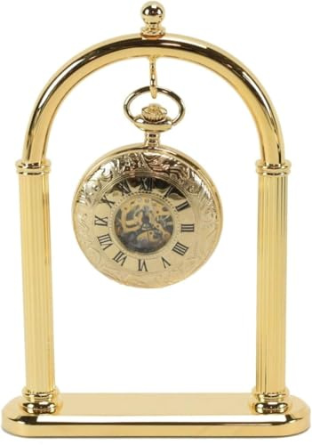 Taschenuhr-Präsentationsständer, Vollbogen, Messing, vergoldet – Uhr nicht im Lieferumfang enthalten