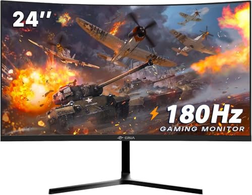 CRUA 24 Curved Monitor, FHD 1080P, 100Hz VA Panel, 99% sRGB, Frameless Design, Blue Light Filter, HDMI VGA Ports, Ideal for Home Office Gaming - White