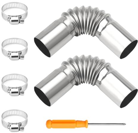 ZMDMAH 2 STK Standheizung Abgasrohr Winkelverbinder Abgasschlauch für Stromerzeuger Autoheizung Auspuffrohr 25mm Auspuffrohr Aus Edelstahl für Autos mit 4 Edelstahl-Clips