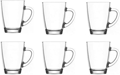 James Premium Kaffeegläser mit Löffel Set, 6 Stück, 300ml, Latte Macchiato Gläser mit Henkel