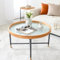 Cagnolier Table basse ronde en verre trempé - Table d'appoint - Table de salon avec bois massif - Table basse moderne avec structure en métal noir - Pour salon - 80 x 80 x 45 cm