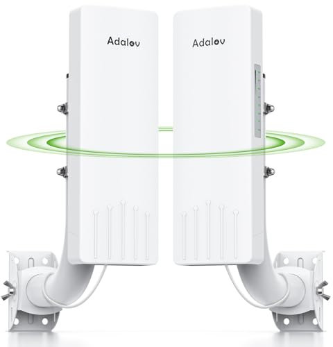 AdaLov Ponte WLAN Outdoor 5GHz Point to Point, CPE661 WiFi Bridge 3KM con adattatore PoE e supporto, IP65 resistente alle intemperie per espansione di rete, Starlink, garage, fattoria