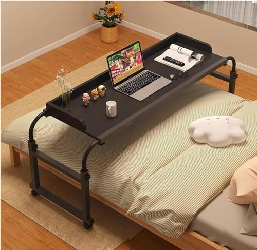 Faltbarer Nachttisch Laptoptisch mit Rollen, verstellbar und tragbar für den Heimgebrauch, ideal für King- und Queen-Size-Betten
