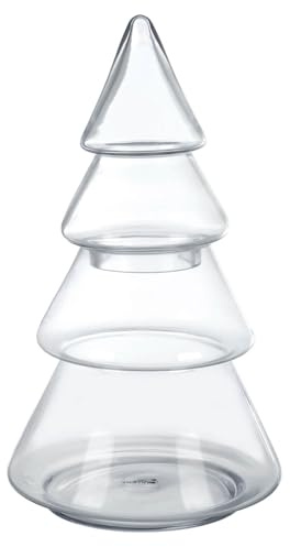 Mr Crimbo Hodge & Hodge 40cm Glass Christmas Tree Storage Jar – Large Tiered Decorative Jar for Treats or Display – Reusable Holiday Centrepiece