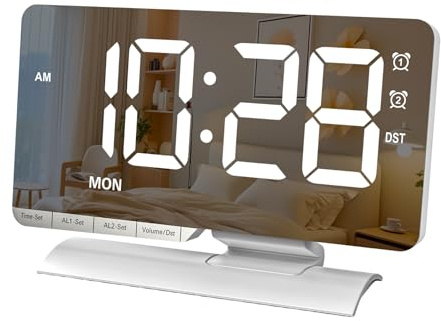Horloge Numérique, 168.4 * 103 * 47.4mm Réveil Numérique à LED, Réveil Numérique LED, 7,3, Horloge de Table avec Fonction Snooze Double Réglage D'alarme Séparé pour La Maison Ou Le Bureau