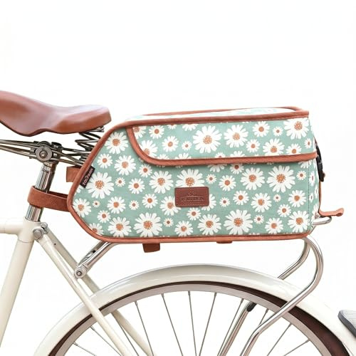 Waterproof Canvas Bicycle Pannier Bike Rear Rack Insulated Trunk Cooler Bag | Large Capacity, Multifunction Storage Pouch, Keeps Drinks Cold or Food Warm, Quick Release Buckle Straps, for Commuter Travel
