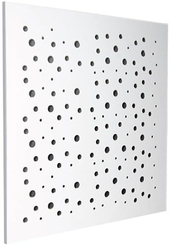 Panneaux pour contre-plafond en plâtre revêtus en PVC avec trous ronds irréguliers 600 x 600 x 9 mm - Lot de 8 panneaux - 2,88 m² - À poser - Insonorisants