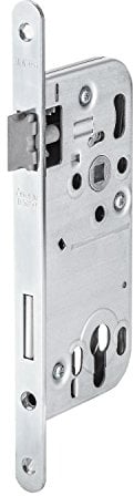 Gedotec Serrure à encastrer pour porte d'entrée | 1 Portes intérieures à mortaiser avec pêne en plastique | Cylindre PZ 88 mm | ERGO | Têtière 18 mm | Serrure de porte 340RG Norme Ö | 1 Pièce