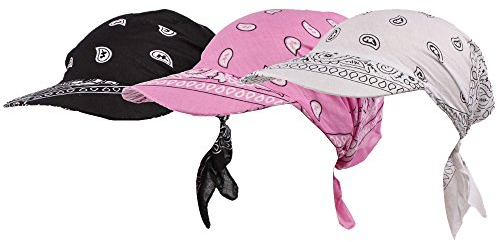 Ever Fairy 6 Farben Damen Chemotherapie Krebs Kopf Schal Hut Sommer faltbar Anti-UV Golf Tennis Sonnenblende Kappe - 3 Stück - B, One Size