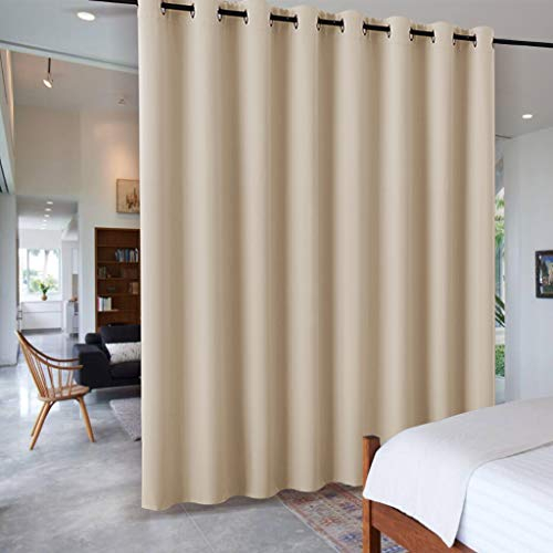 PONY DANCE Trennwand Raumteiler Vorhang Wärmeisolierend & Energiesparend Verdunkelungsvorhang mit Ösen Thermovorhang Hitzeschutz Schrank Vorhang, 1 Stück H 243 x B 457 cm, Biscotti Beige