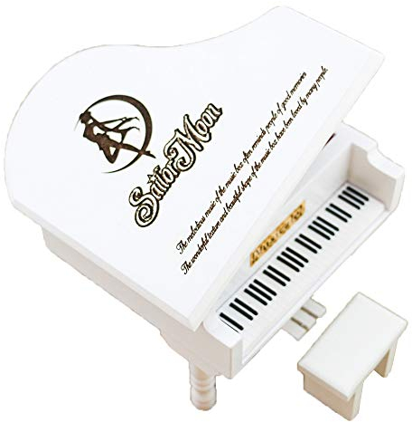 Spieluhr zum Aufziehen, gravierte Holz-Klavier-Spieluhr, Musikgeschenk, Mondlicht-Densetsu, Weiß