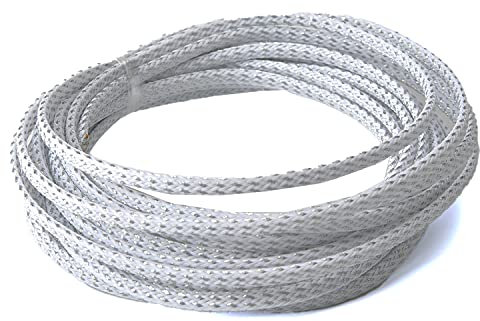 Othmro 5m/16.4ft PET Expandable Braid Cable Sleeving Flexible Wire Mesh Sleeve Silver White