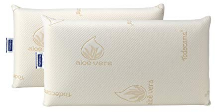 Todocama - Memory-Kissen, Anti-Milben und Antibakterien, kompakter Kern, Doppelbezug mit Reißverschluss, Aloe Vera-Gewebe, thermoregulierbar, Nackenanpassungsfähigkeit, 2 Stück (70 cm)