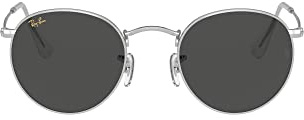 Ray-Ban Unisex RB3447 Round Metal Round Sunglasses, Silver/Dark Grey, 47 mm
