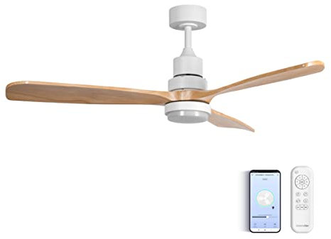 UNIVERSALBLUE | Ventilador de techo con luz LED y WiFi | Motor DC silencioso de bajo consumo | Control con móvil, Alexa y mando a distancia | Diámetro 142cm
