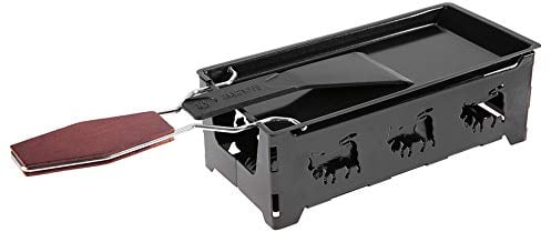 Máquina de raclette para fundir queso antiadherente, máquina de raclette rotatoria de queso portátil con espátula y mango plegable, color negro