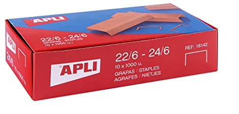 APLI 18964-10.000 Kupferklammern verzinkt Nr. 22/6-24/6-10 Boxen mit 1000 Heftklammern