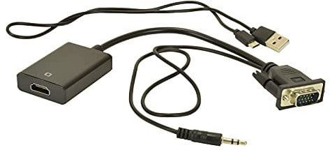 VGA Input to HDMI Output Adapter, 1080P Converter with Audio From VGA of Computer/Laptop to HDMI of TV/Monitor