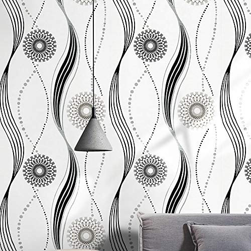 LZH-LP Papier peint autocollant 45x300CM, motif cercles, rayures, coutures, amovible, en vinyle, pour décoration murale